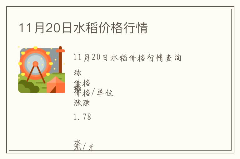 11月20日水稻價(jià)格行情