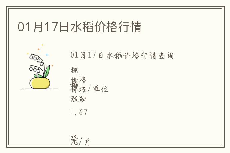 01月17日水稻價格行情