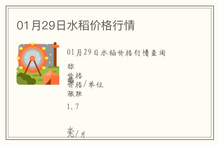 01月29日水稻價(jià)格行情
