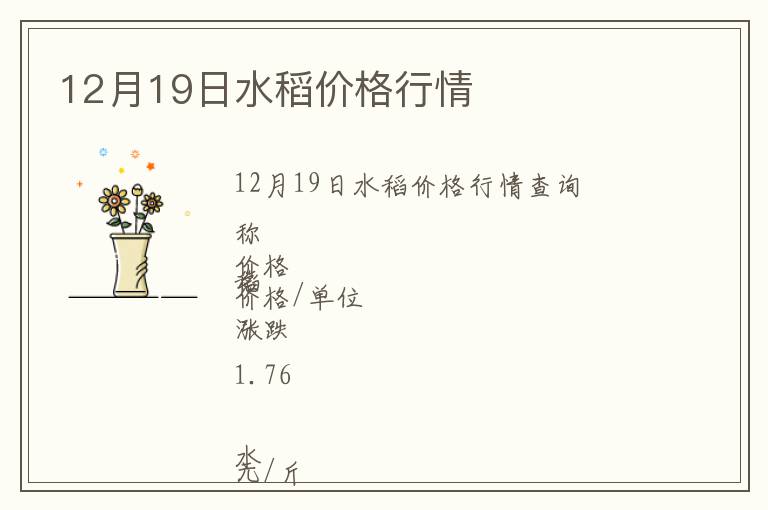 12月19日水稻價(jià)格行情