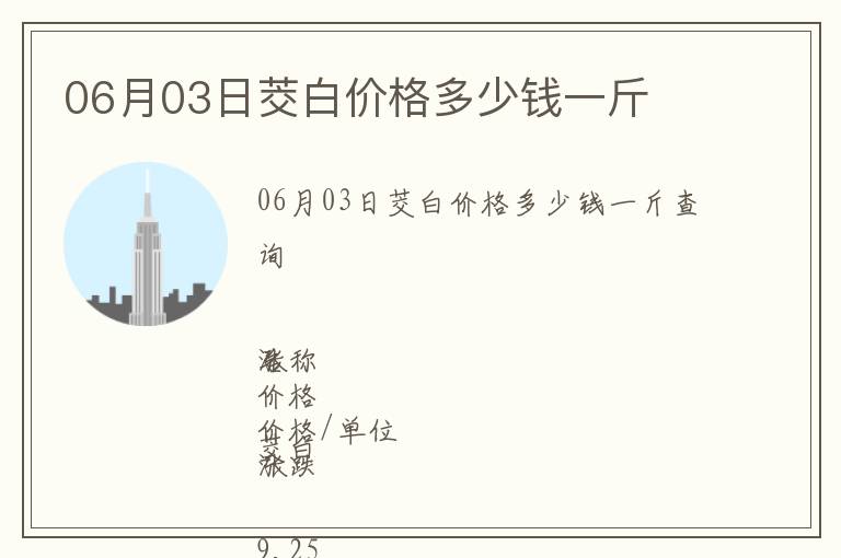 06月03日茭白價格多少錢一斤