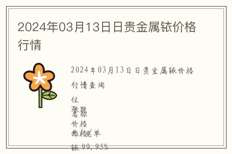 2024年03月13日日貴金屬銥價格行情