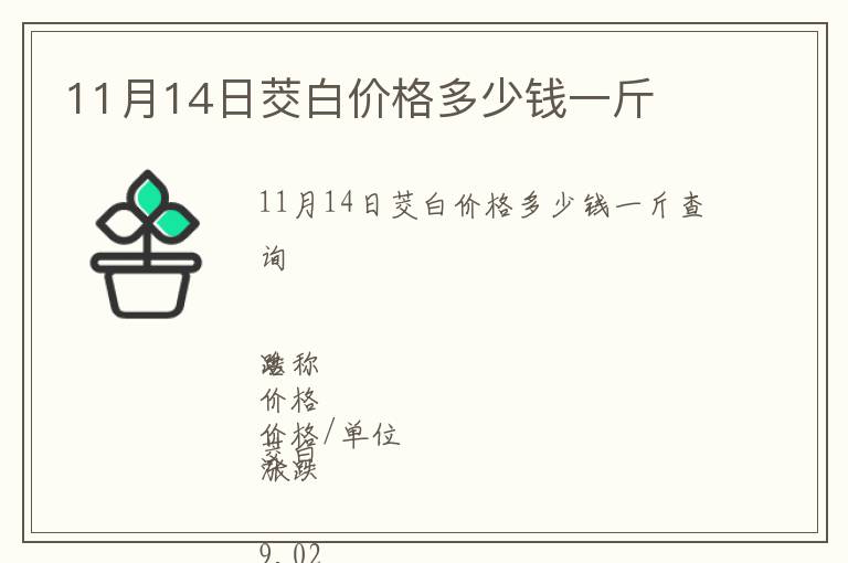11月14日茭白價格多少錢一斤