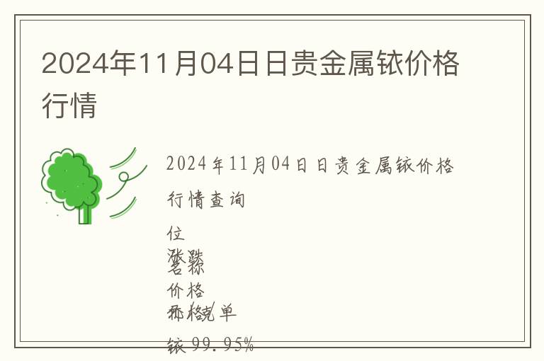 2024年11月04日日貴金屬銥價格行情