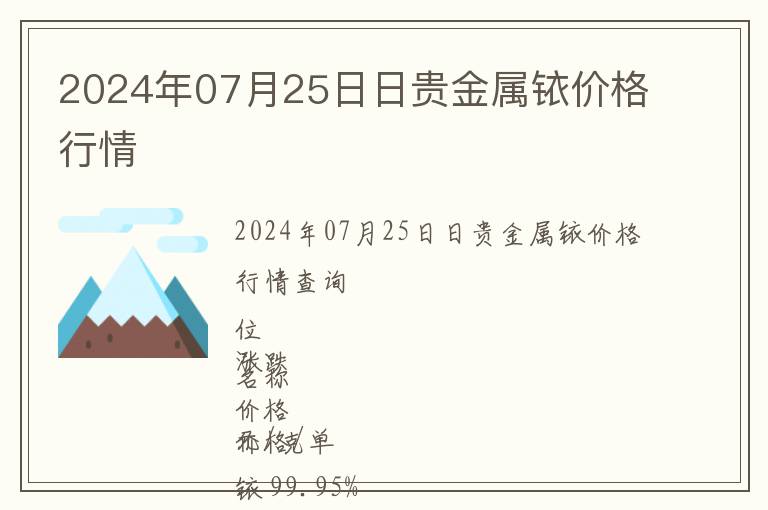2024年07月25日日貴金屬銥價格行情