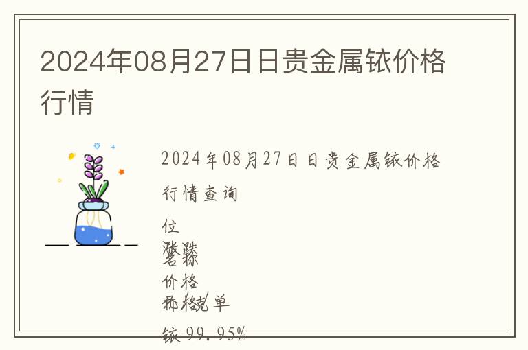 2024年08月27日日貴金屬銥價格行情