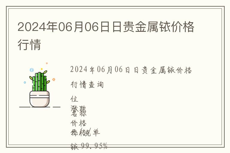 2024年06月06日日貴金屬銥價(jià)格行情