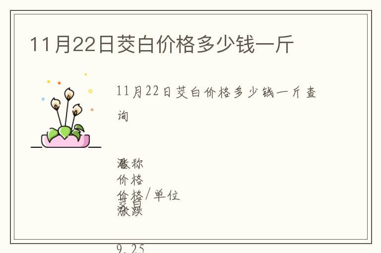 11月22日茭白價格多少錢一斤