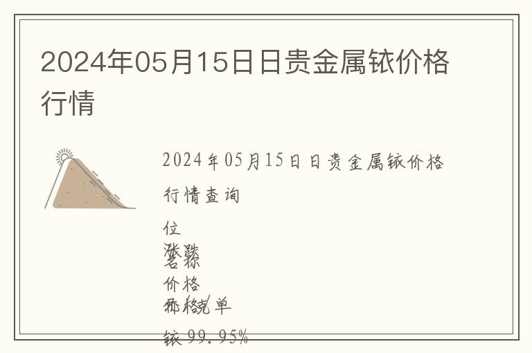 2024年05月15日日貴金屬銥價格行情