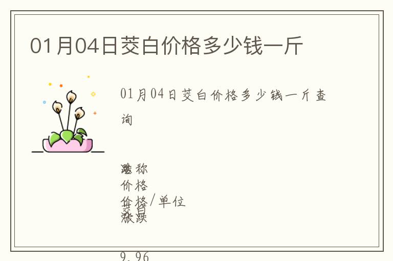 01月04日茭白價(jià)格多少錢一斤