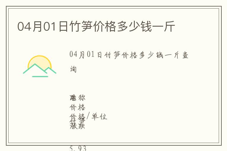 04月01日竹筍價(jià)格多少錢(qián)一斤