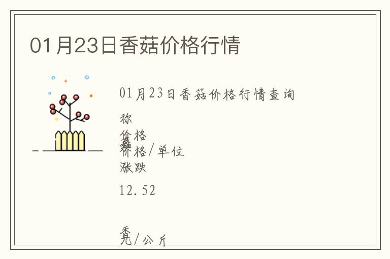 01月23日香菇價格行情