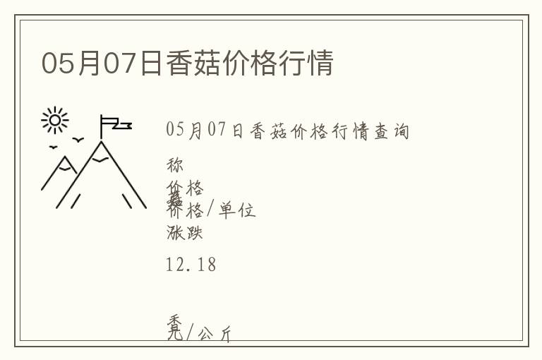 05月07日香菇價格行情