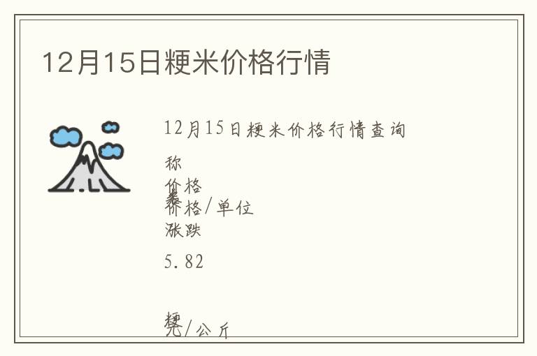 12月15日粳米價(jià)格行情