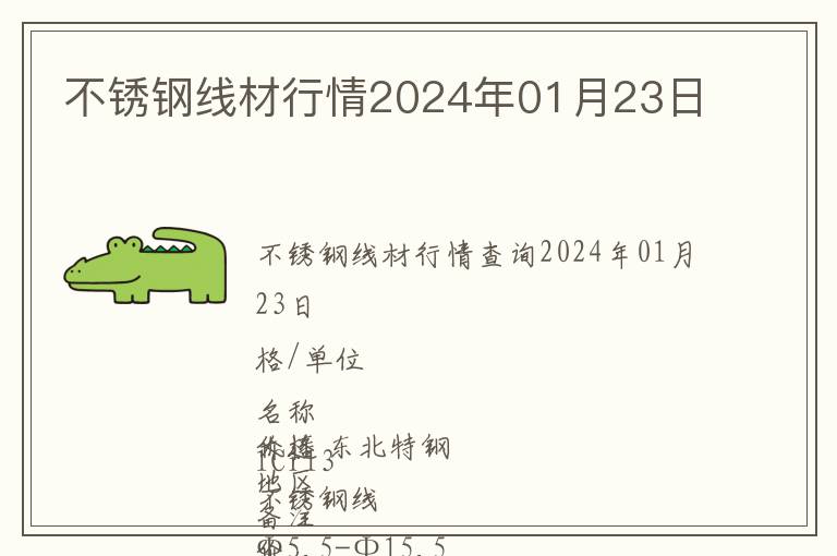 不銹鋼線材行情2024年01月23日