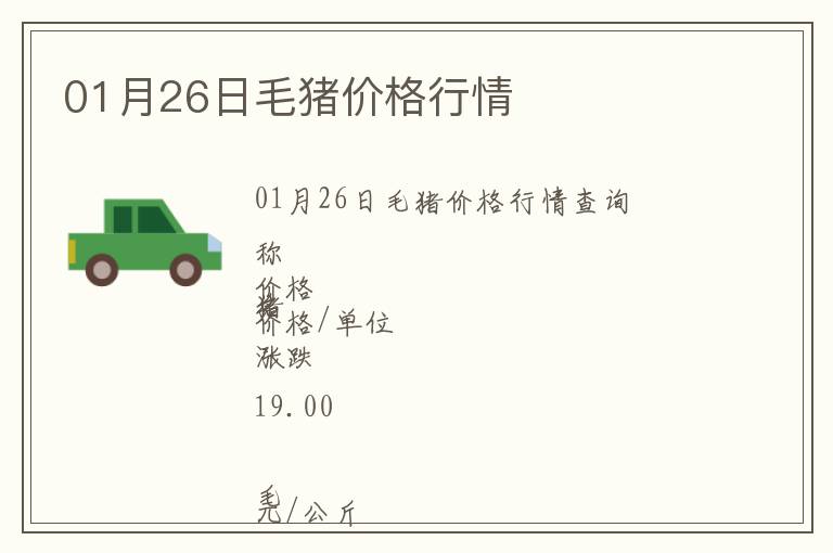 01月26日毛豬價格行情