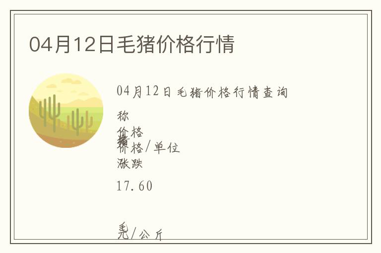 04月12日毛豬價格行情