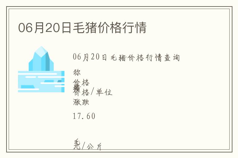 06月20日毛豬價(jià)格行情