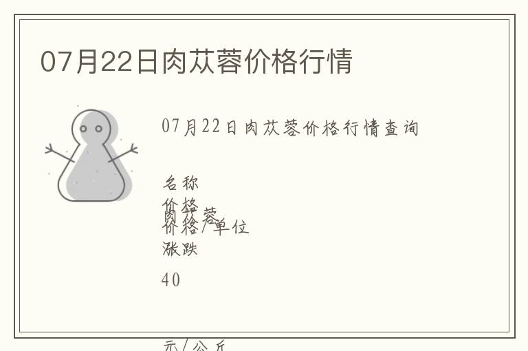 07月22日肉蓯蓉價格行情