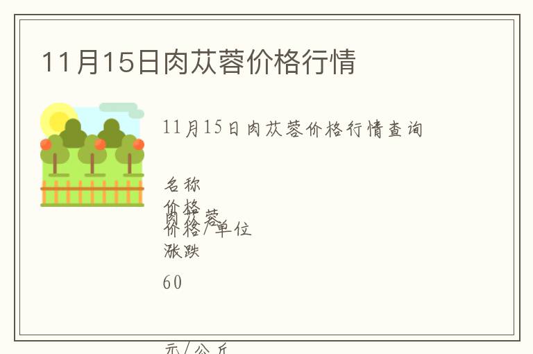 11月15日肉蓯蓉價(jià)格行情