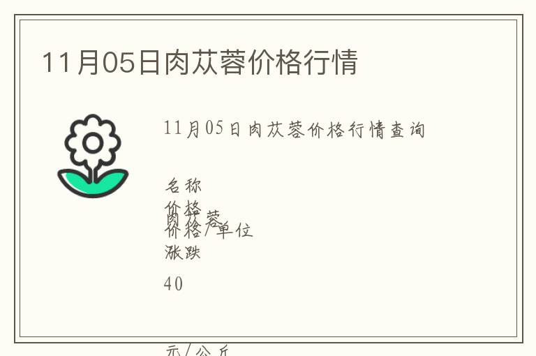 11月05日肉蓯蓉價格行情