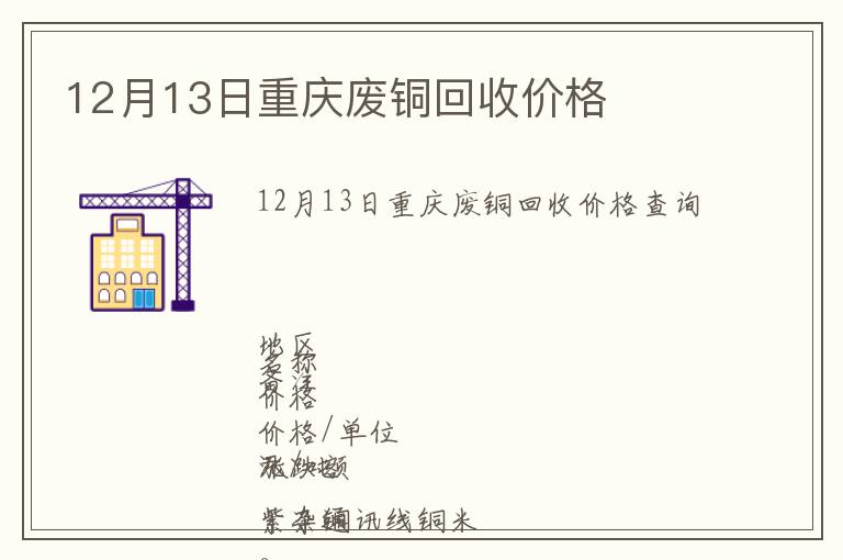 12月13日重慶廢銅回收價(jià)格