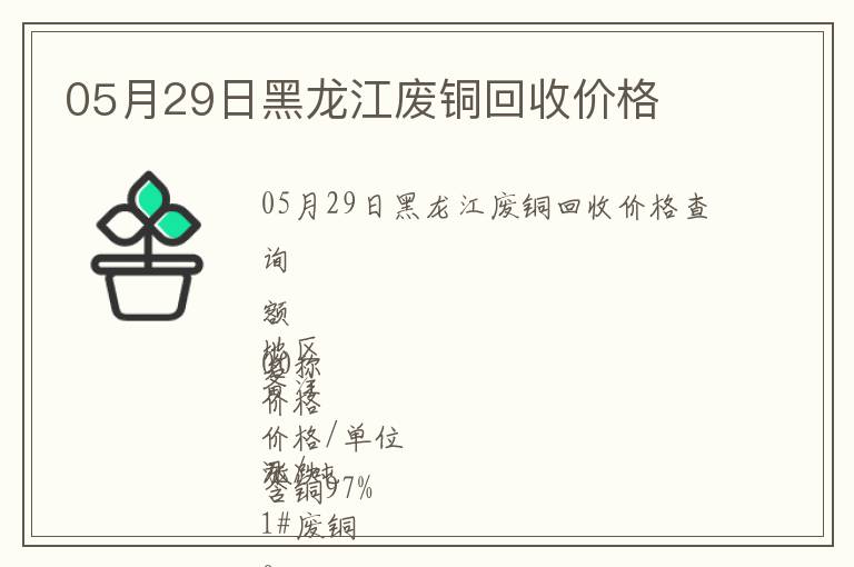 05月29日黑龍江廢銅回收價格