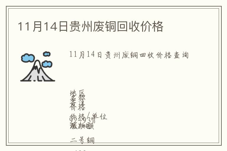 11月14日貴州廢銅回收價格
