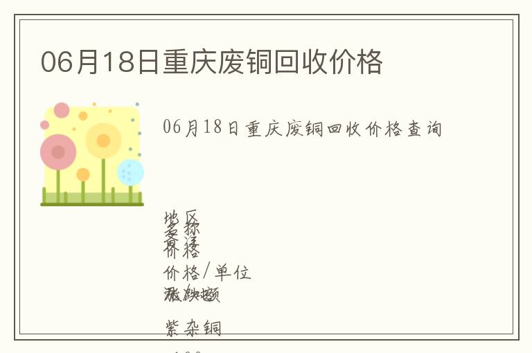 06月18日重慶廢銅回收價格