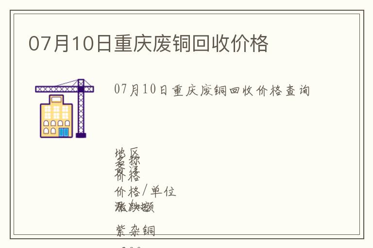 07月10日重慶廢銅回收價格