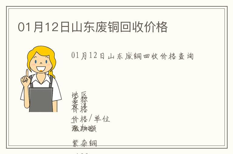 01月12日山東廢銅回收價(jià)格