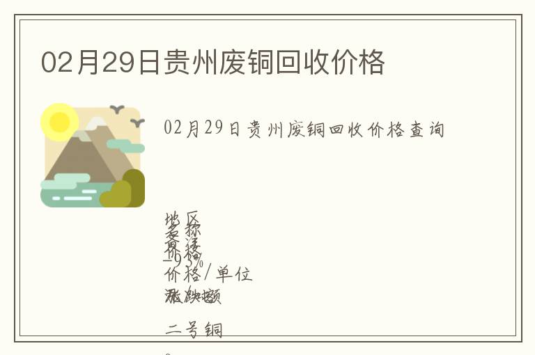 02月29日貴州廢銅回收價(jià)格