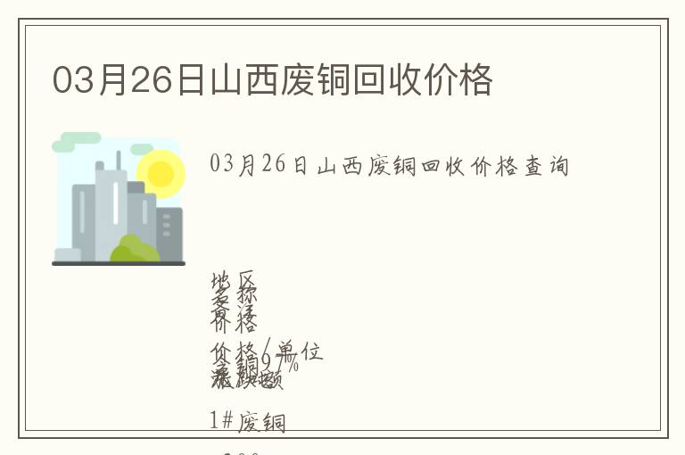 03月26日山西廢銅回收價(jià)格