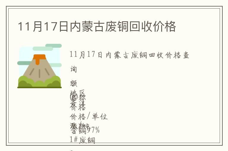 11月17日內蒙古廢銅回收價格