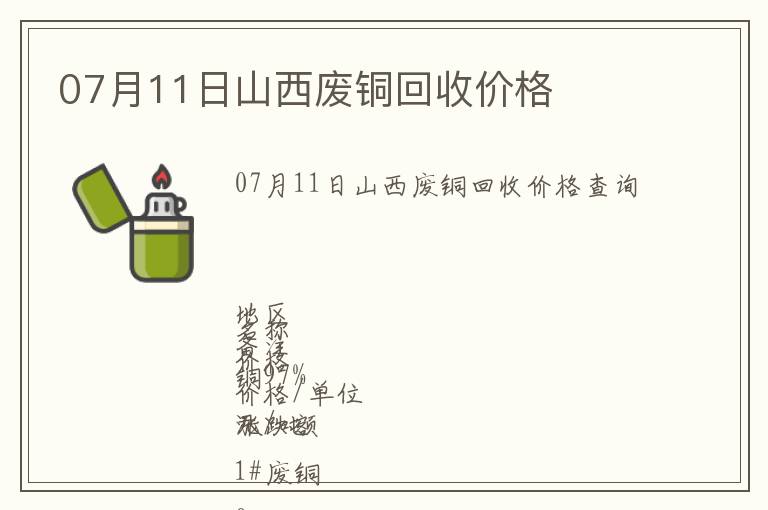 07月11日山西廢銅回收價(jià)格