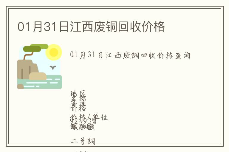 01月31日江西廢銅回收價格