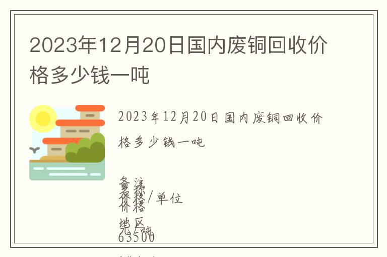 2023年12月20日國內(nèi)廢銅回收價格多少錢一噸