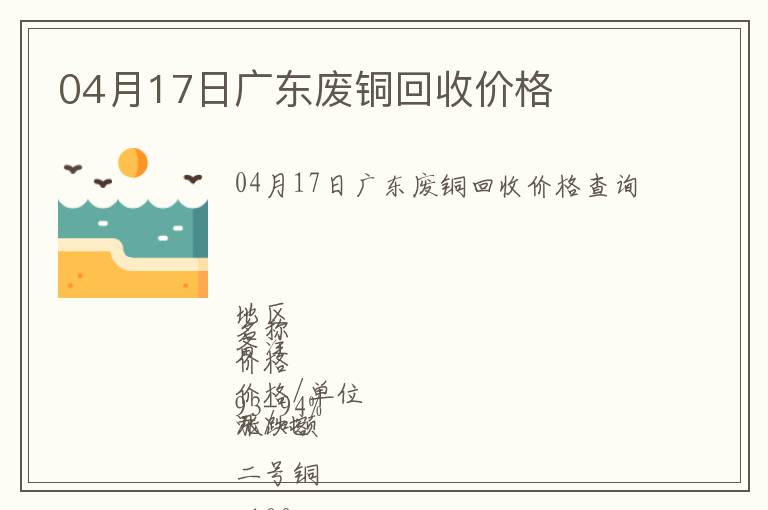 04月17日廣東廢銅回收價(jià)格