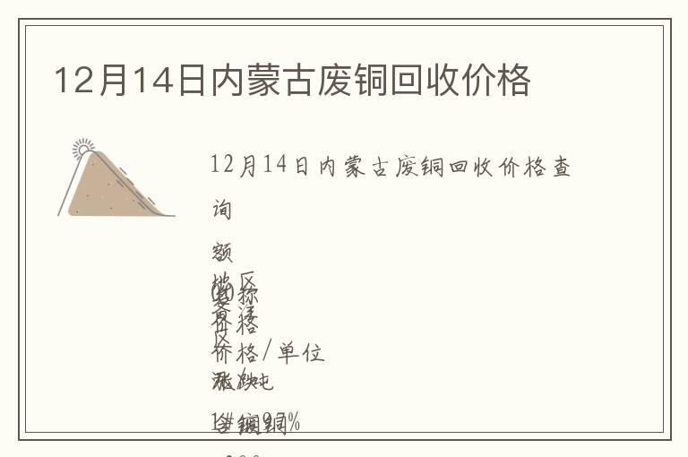 12月14日內(nèi)蒙古廢銅回收價格