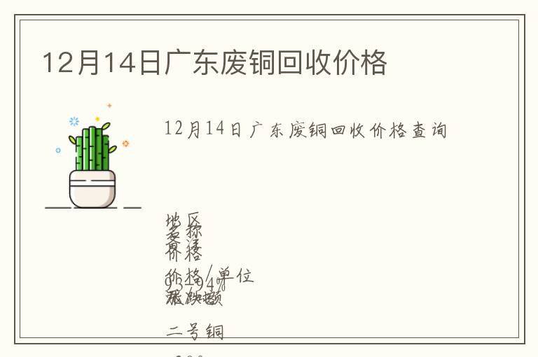 12月14日廣東廢銅回收價(jià)格