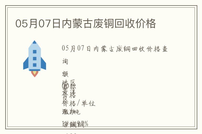 05月07日內(nèi)蒙古廢銅回收價(jià)格