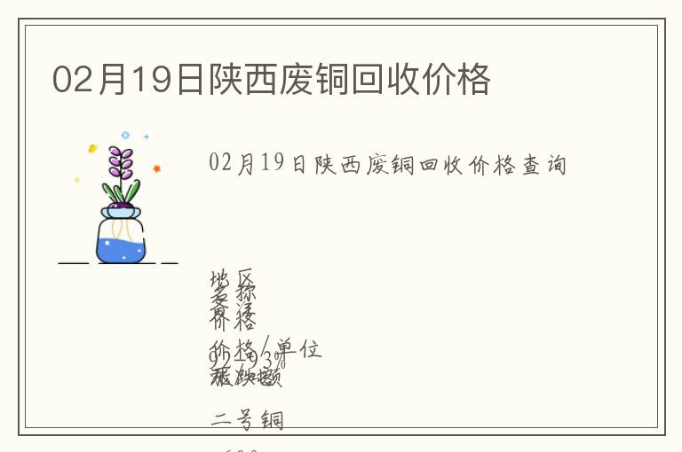 02月19日陜西廢銅回收價(jià)格
