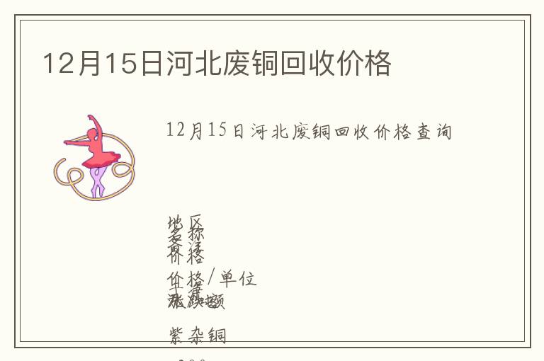 12月15日河北廢銅回收價(jià)格