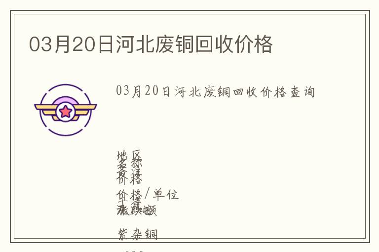 03月20日河北廢銅回收價(jià)格