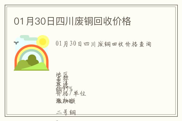 01月30日四川廢銅回收價(jià)格