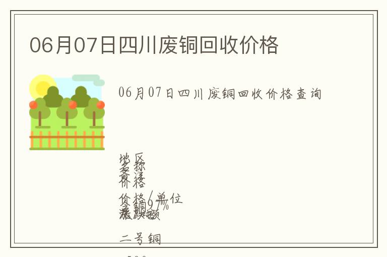 06月07日四川廢銅回收價格