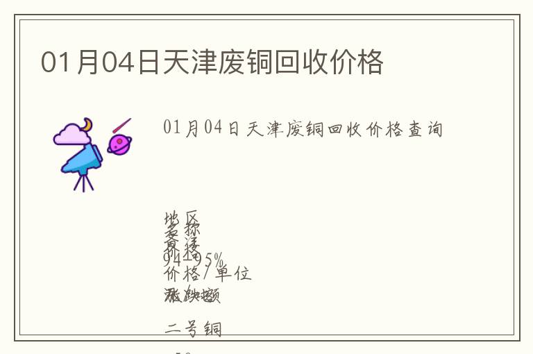 01月04日天津廢銅回收價格