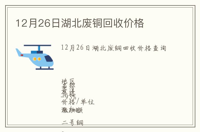 12月26日湖北廢銅回收價格