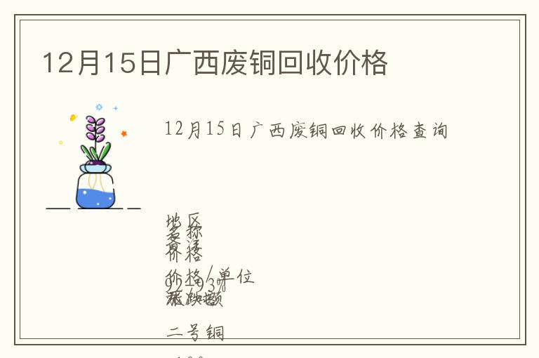 12月15日廣西廢銅回收價(jià)格