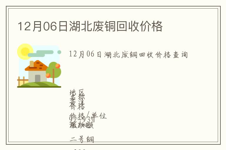 12月06日湖北廢銅回收價(jià)格